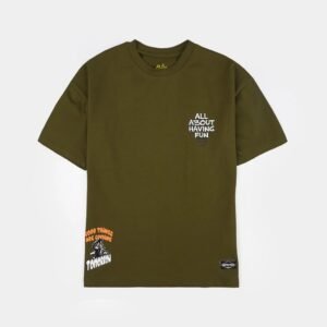 Bachaa Party-Boys Drop Soulder Lycra Jersey T-Shirt (All About) - Olive