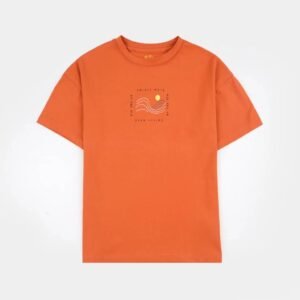 Bachaa Party- Boys Drop Soulder Lycra Jersey T-Shirt (Slow Living) - Orange