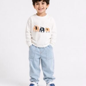 Le Printemps Kids Full Sleeve Cotton T-Shirt – Elephant Print | 3M–24M