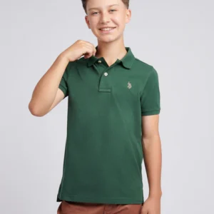 Boys Double Horsemen Polo Shirt Pineneedle Green