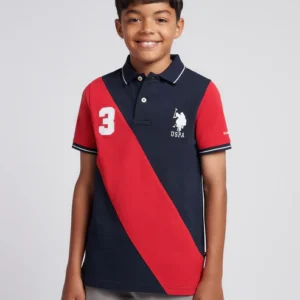 US Polo Assn Boys Tag Red and Black Polo Shirt