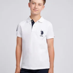 US POLO Boys Player 3 Polo Shirt White / Dark Sapphire Navy (Copy)